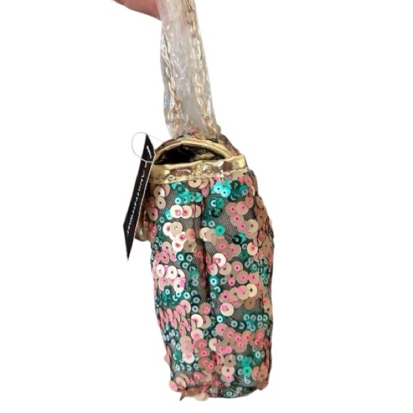 Olivia Miller Multicolor Sequin Mini Purse w/ Bow & Chain Handles (NWT) - Picture 4 of 11